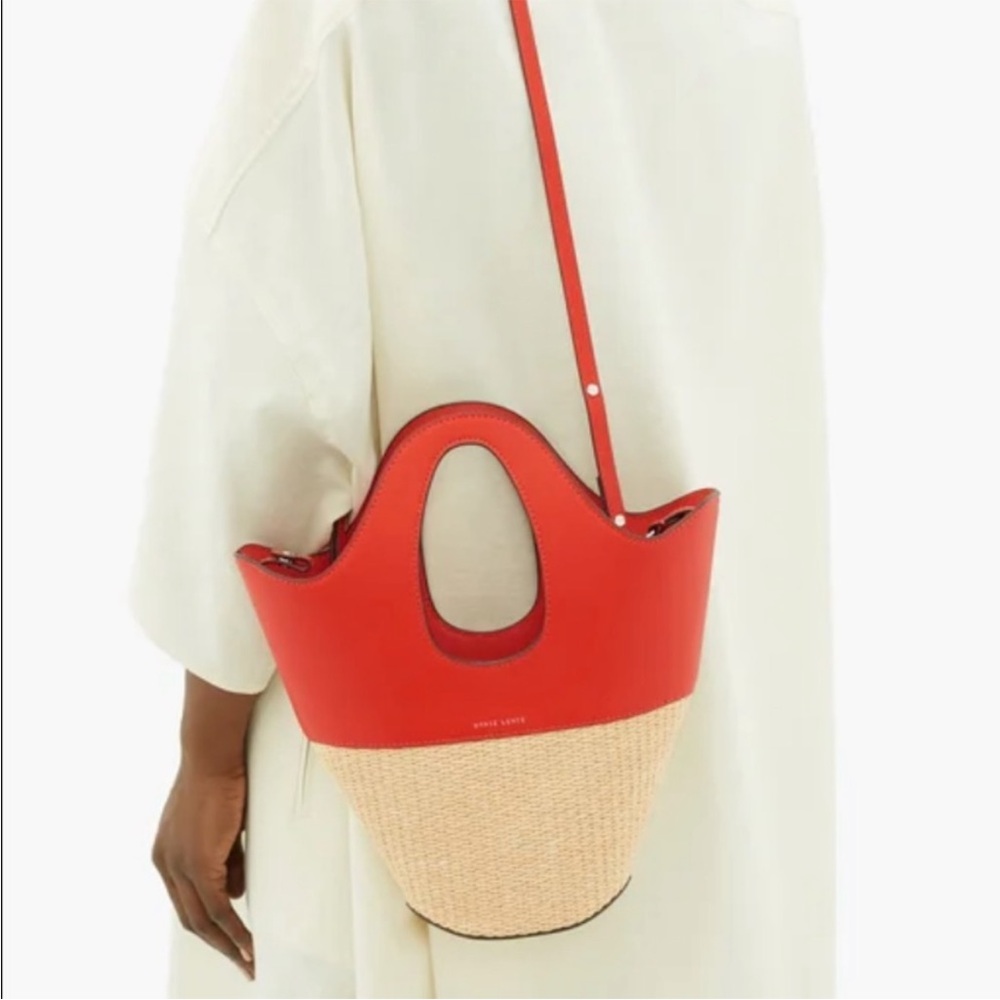 Danse Lente Orange Leather and Wicker Bag